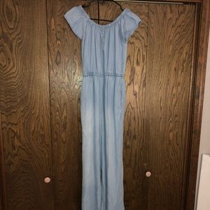 Off The Shoulder Denim Jumpsuit